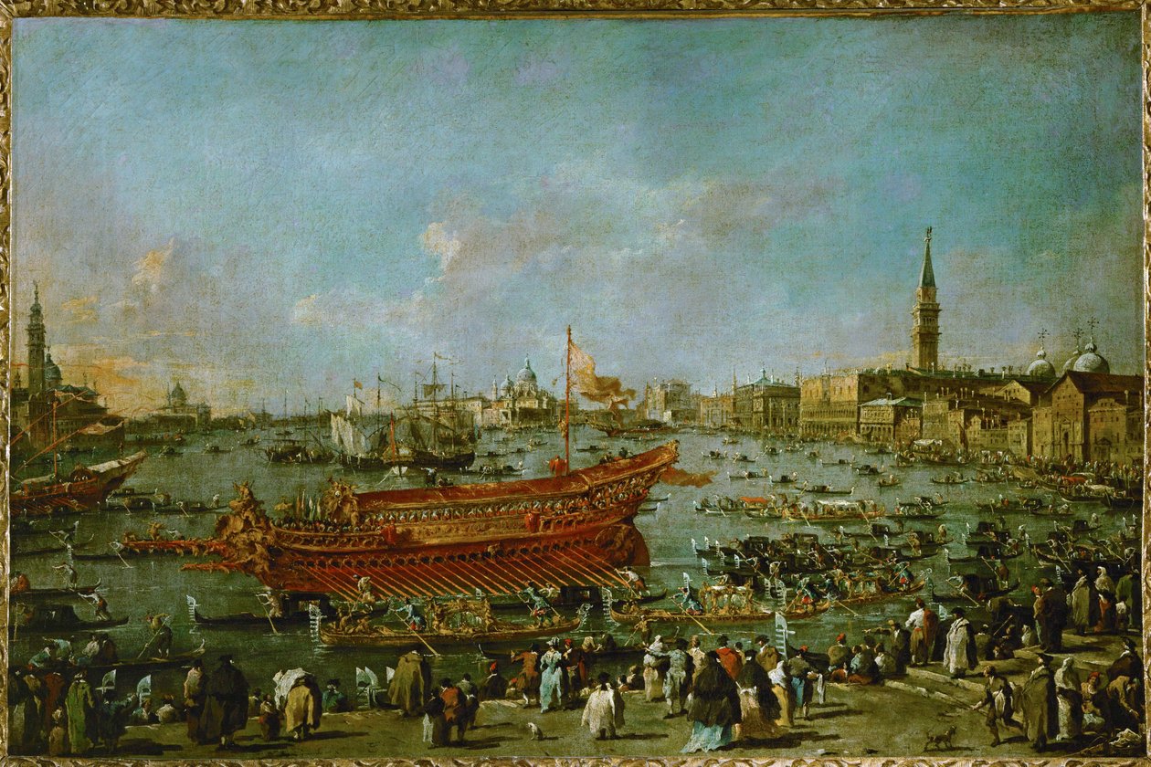 Buccintoros avgång mot Lido ... av Francesco (circle of) Guardi