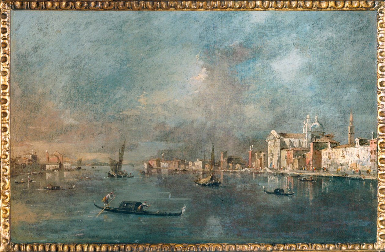 Vue de la Giudecca avec les Zattere - Vy över Giudeccakanalen och Zattere ... av Francesco (circle of) Guardi