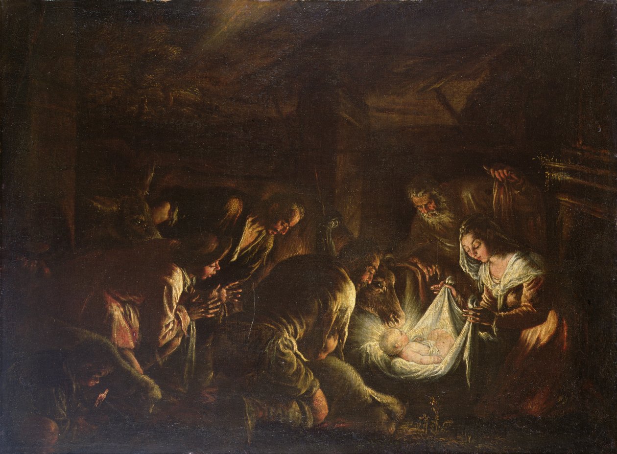 Tillbedjan av herdarna, 1588-90 av Francesco Bassano