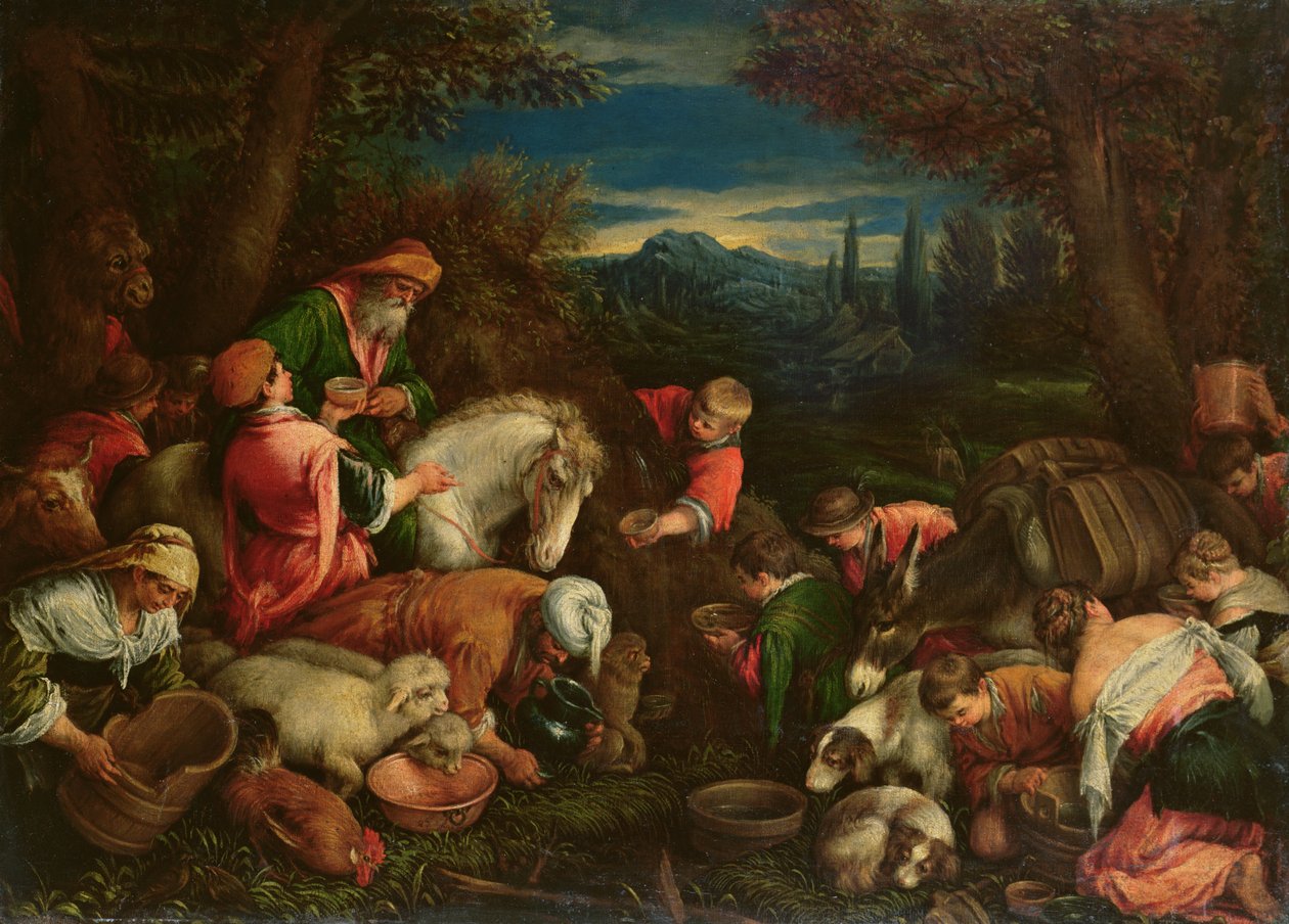 Jakob och Laban vid brunnen, 1590 av Francesco Bassano