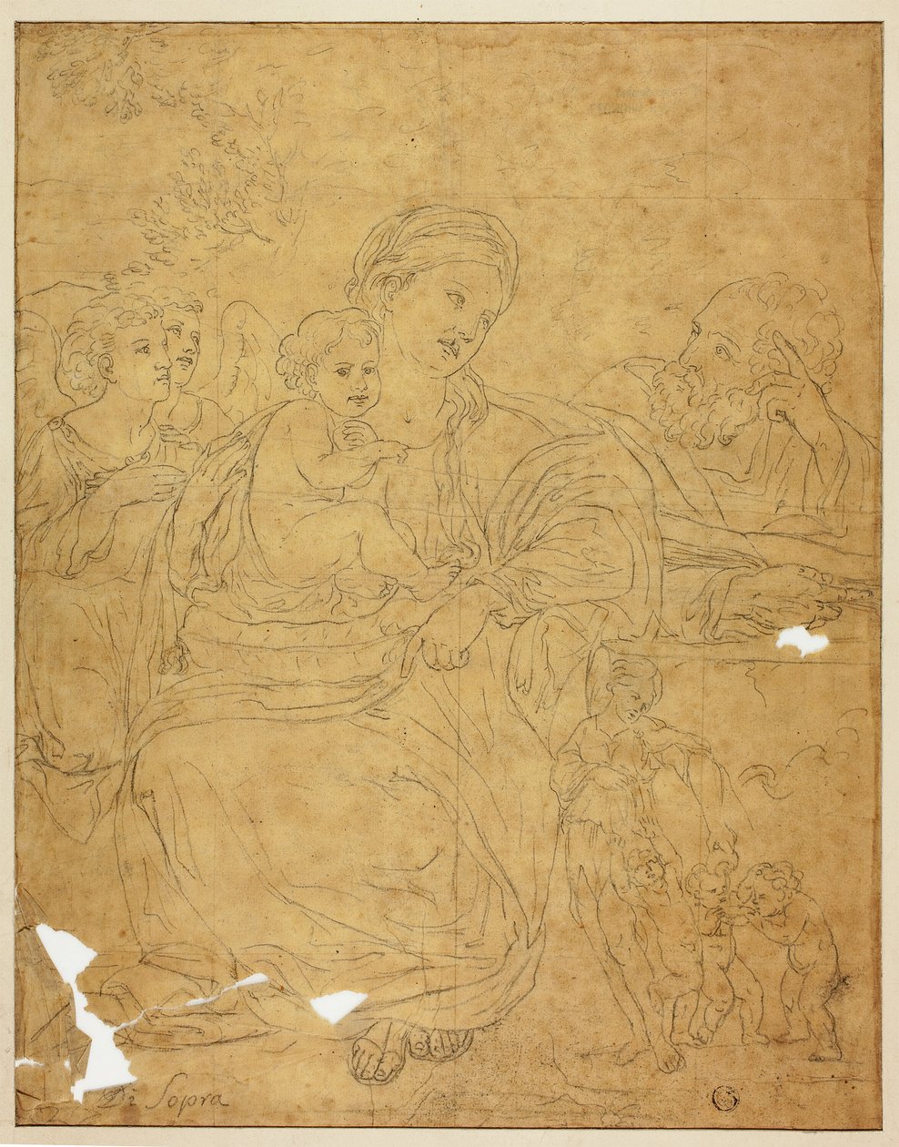 Helig familj med två änglar av Francesco Albani