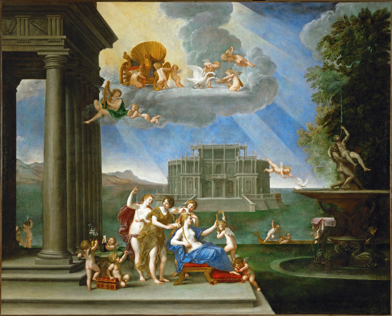 La toilette de Venus - Venus vid sin toalett... av Francesco Albani