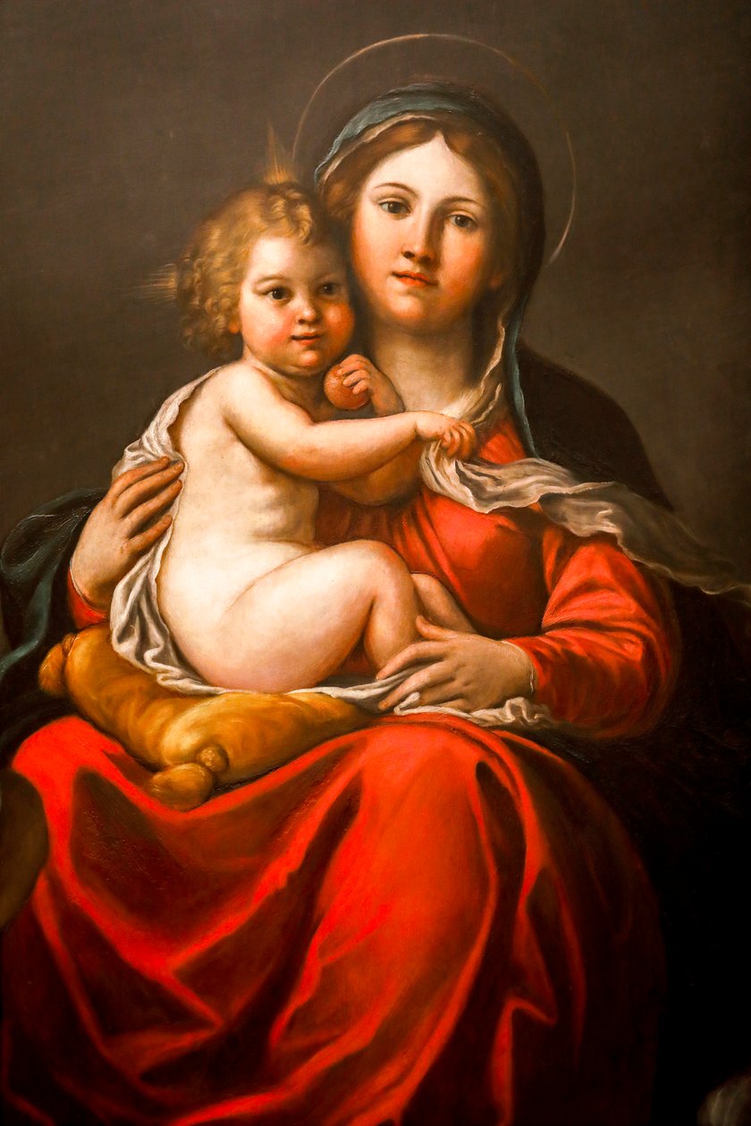 Madonna och barn med änglar (detalj) 1600-talet (olja på skiffer) av Francesco Albani