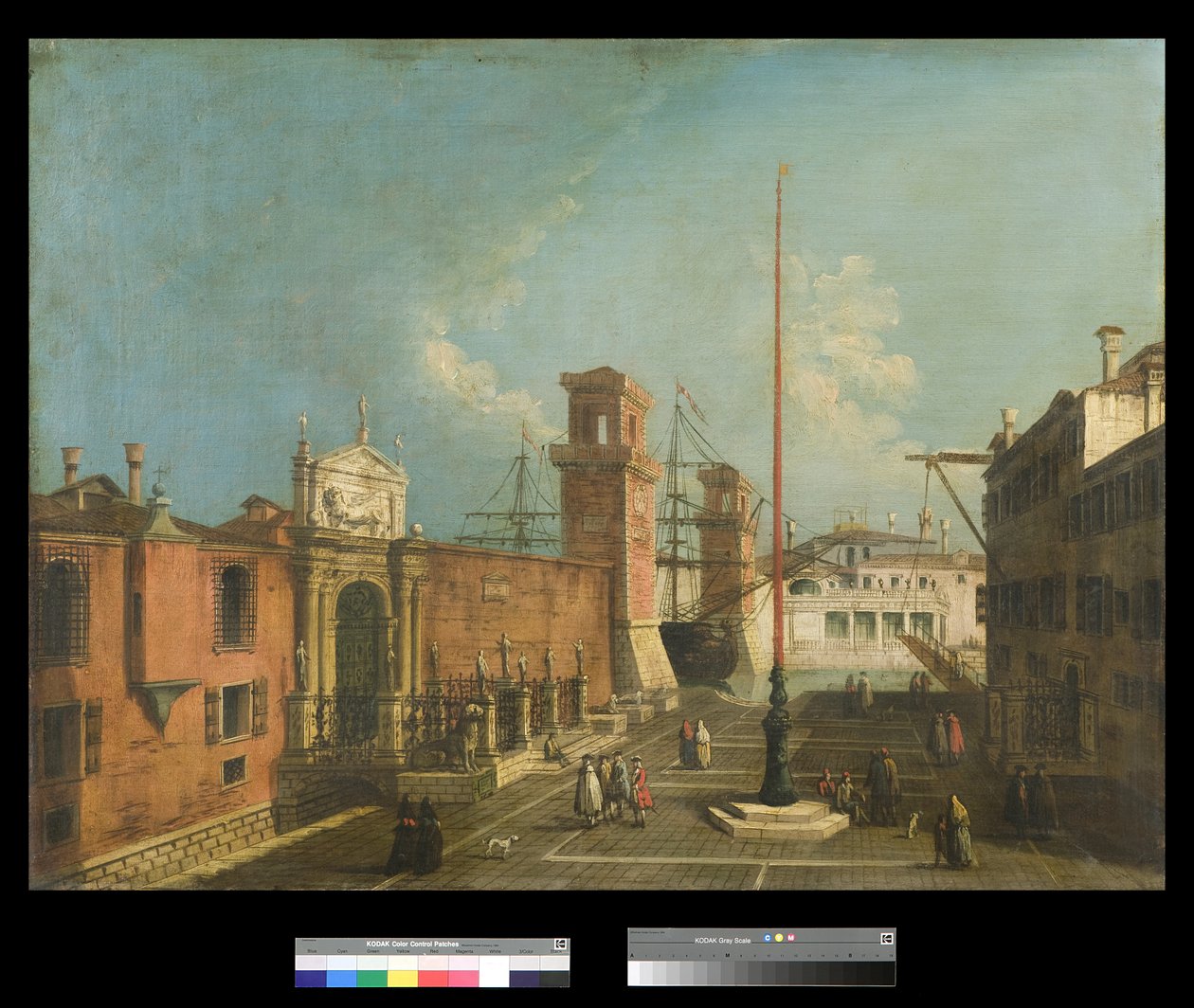 Utsikt över Campo och Porta Arsenale, 1742-50 av Francesco Albotto