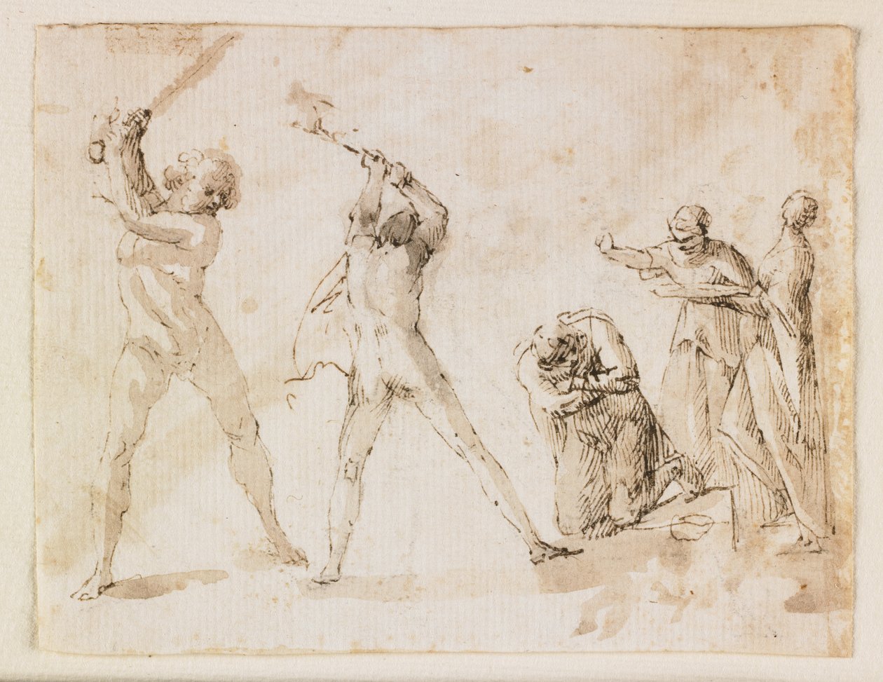 Johannes döparens martyrskap (penna och brunt bläck och tvätt och svart krita) av Francesco Allegrini