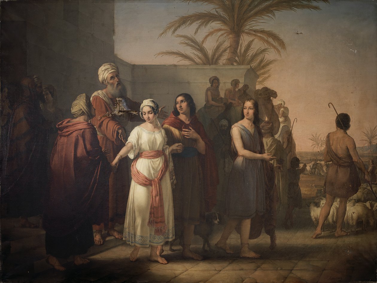 Tobias säger hejdå till sina svärföräldrar med sin fru för att återvända till sin pappa av Francesco Antonibon di Venezia