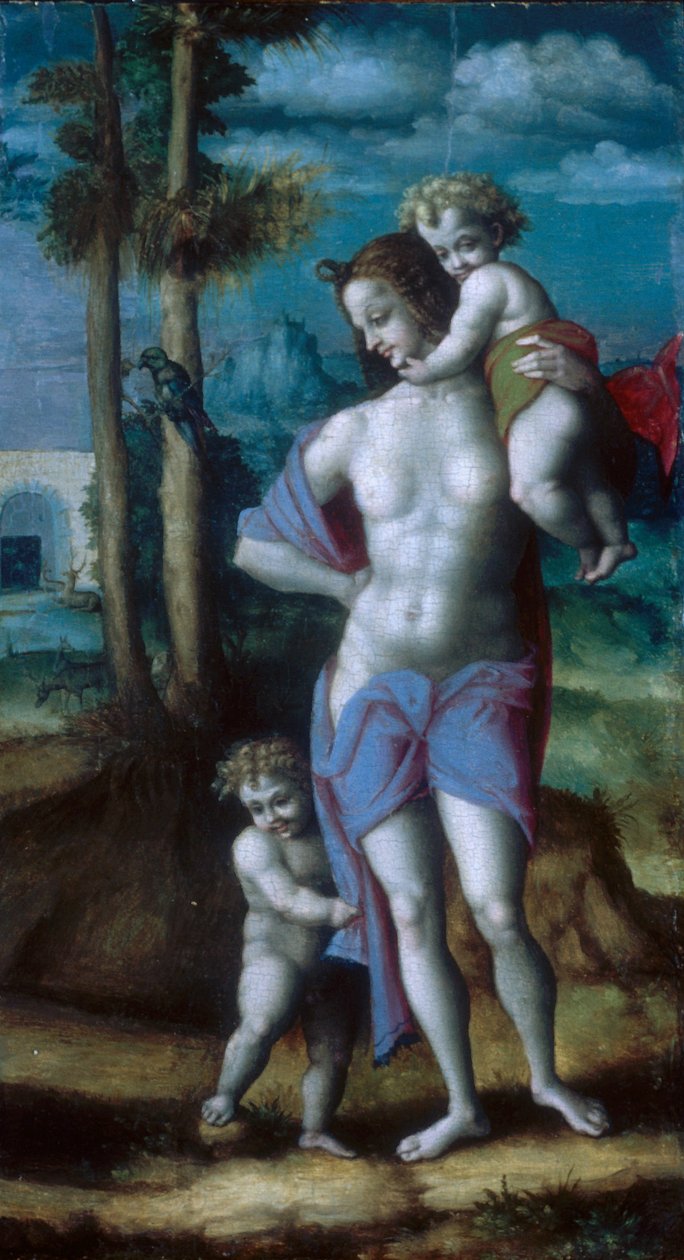 Eva med Kain och Abel av Francesco Bacchiacca