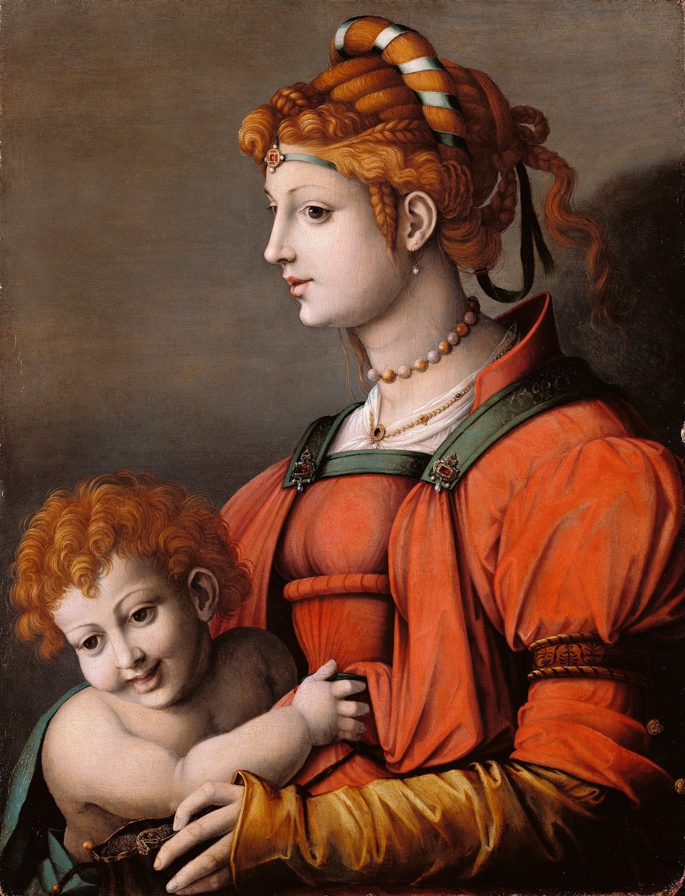 Italienska: Ritratto di una donna e bambino / Allegory of Liberality Porträtt av en kvinna och ett barn / Allegory of Liberality av Francesco Bacchiacca