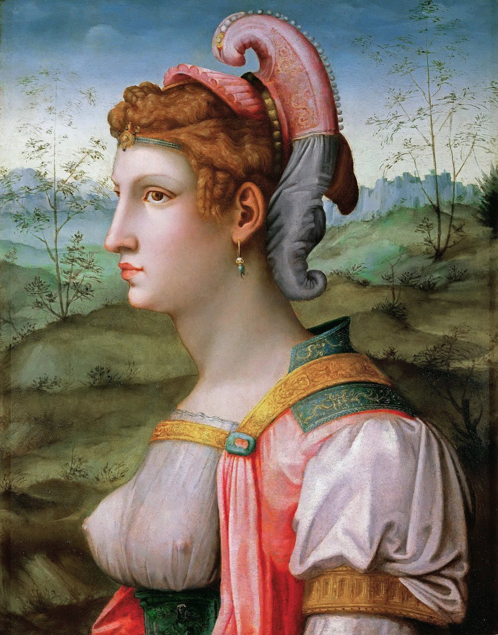 Italienska:  Sibilla Sibyl av Francesco Bacchiacca