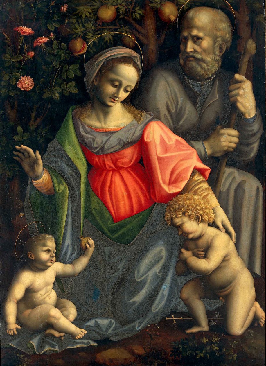 Den heliga familjen med Johannes Döparen, ca 1535-1540. av Francesco Bacchiacca