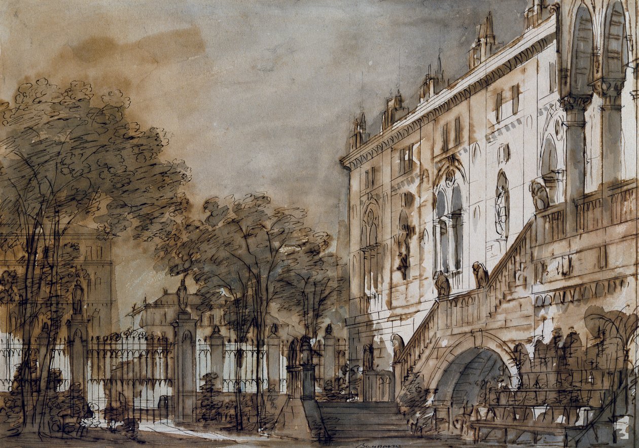 Scenografi av Francesco Bagnara för Otello, opera av Rossini, för uppträdande på teatern La Fenice i Venedig av Francesco Bagnara