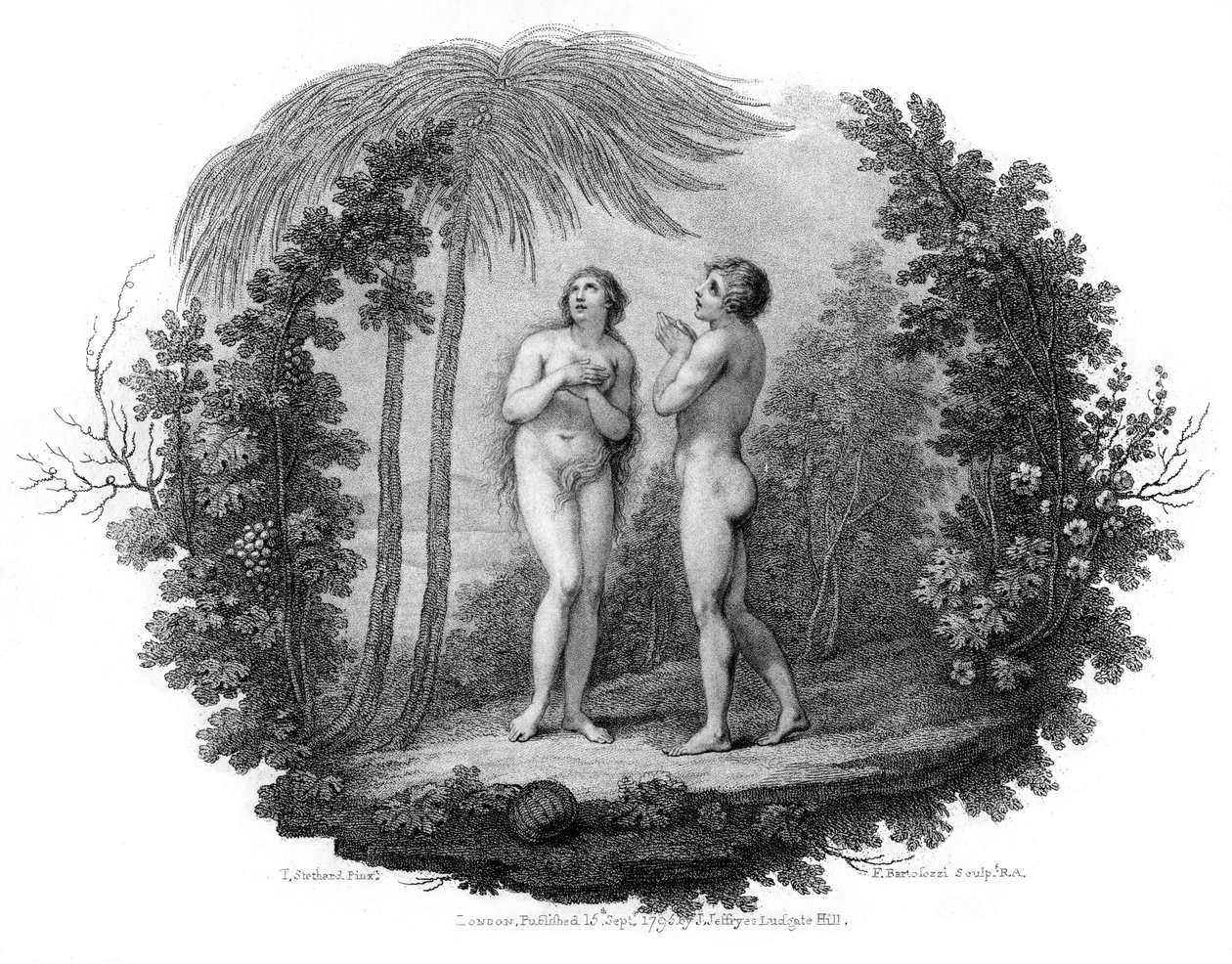 Adam och Eva, 1796. av Francesco Bartolozzi