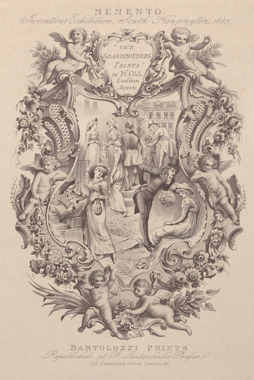 Annons för Memento, Inventions Exhibition, South Kensington, 1885, ca. 1885. av Francesco Bartolozzi