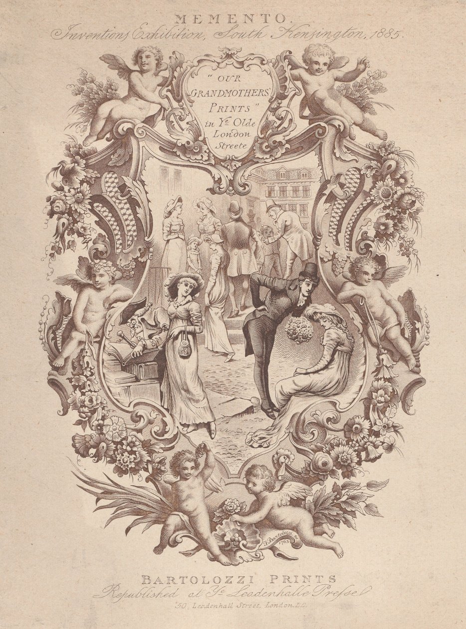 Annons för Memento, Inventions Exhibition, South Kensington, 1885, ca. 1885. av Francesco Bartolozzi