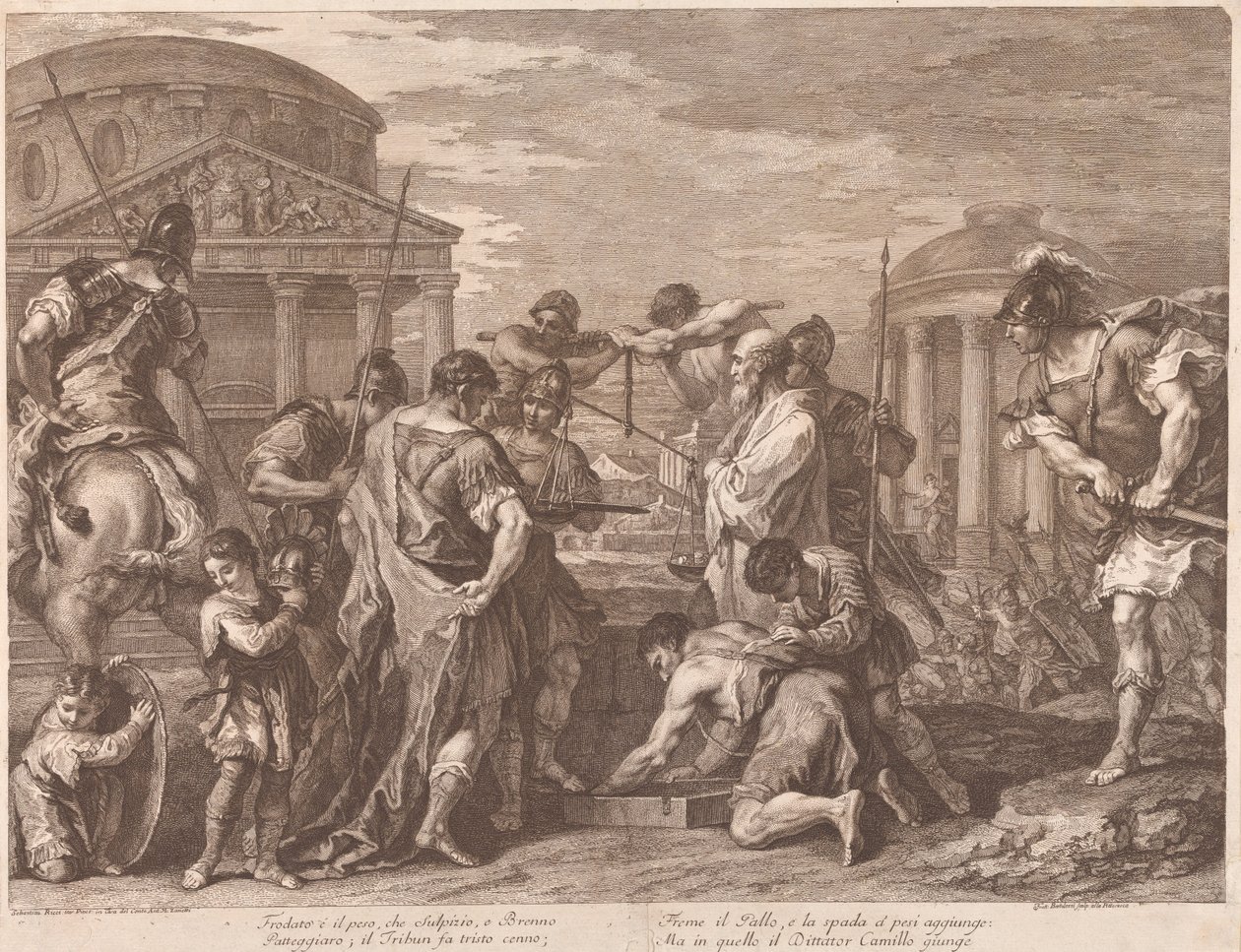 Camillus räddar Rom från Brennus av Francesco Bartolozzi