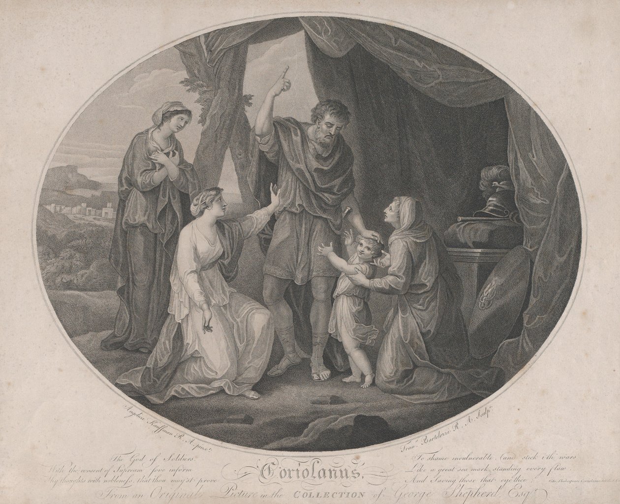 Coriolanus: Soldaternas Gud, för att skämma osårbara... Shakespeare, Cori..., 3 november 1785. av Francesco Bartolozzi