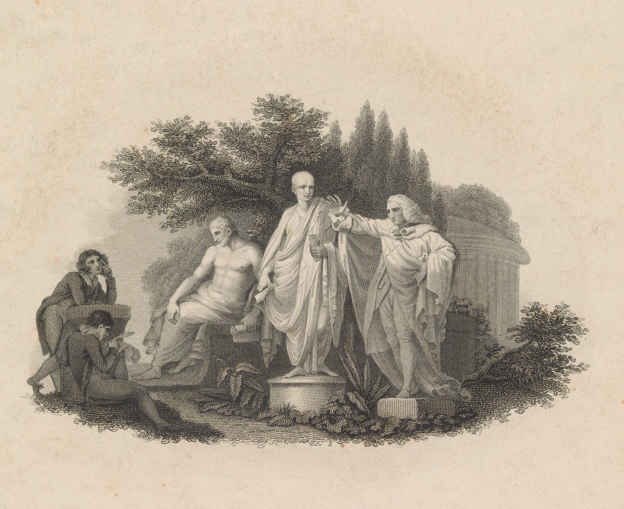 Demosthenes, Cicero och William Pitt, Earl of Chatham, 1750-1815. av Francesco Bartolozzi