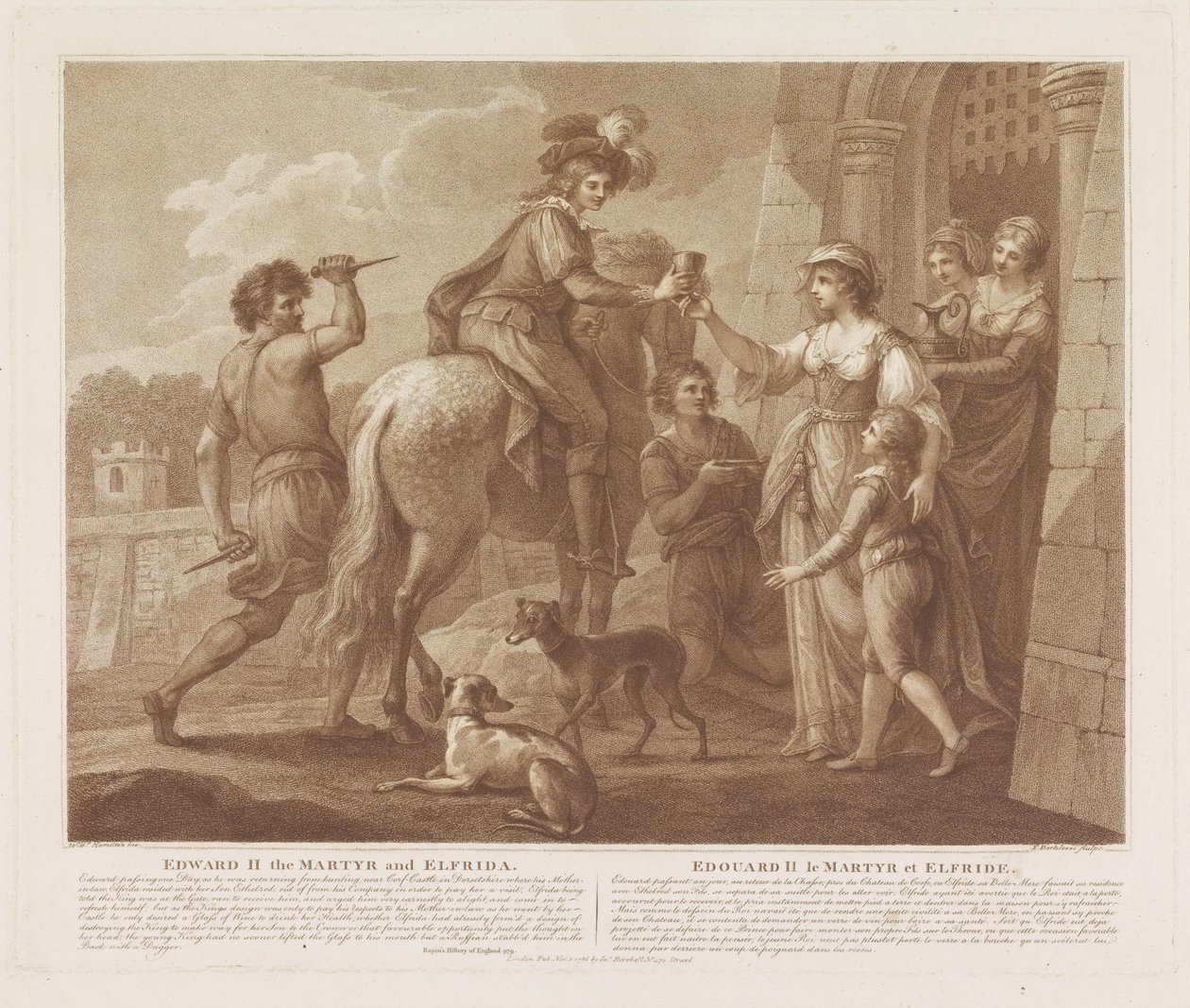 Edvard II av Martelaar i Elfrida Edward II Martyren och Elfrida (titel på objektet) Edward II Martyren och Elfriede (titel på objektet) av Francesco Bartolozzi