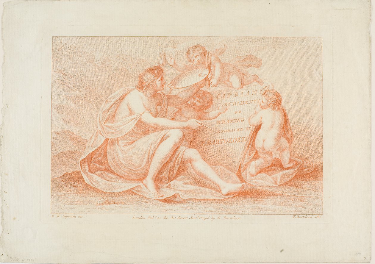 Frontispiece ur Ciprianis "Rudiments of Drawing" av Francesco Bartolozzi