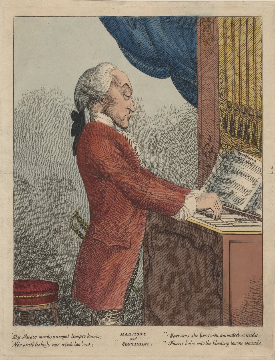 Harmony and Sentiment, c.1785 (handfärgad etsning) av Francesco Bartolozzi
