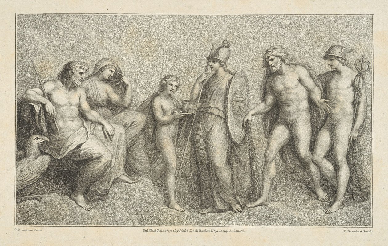 Herkules presenteras för Jupiter och Juno av Francesco Bartolozzi