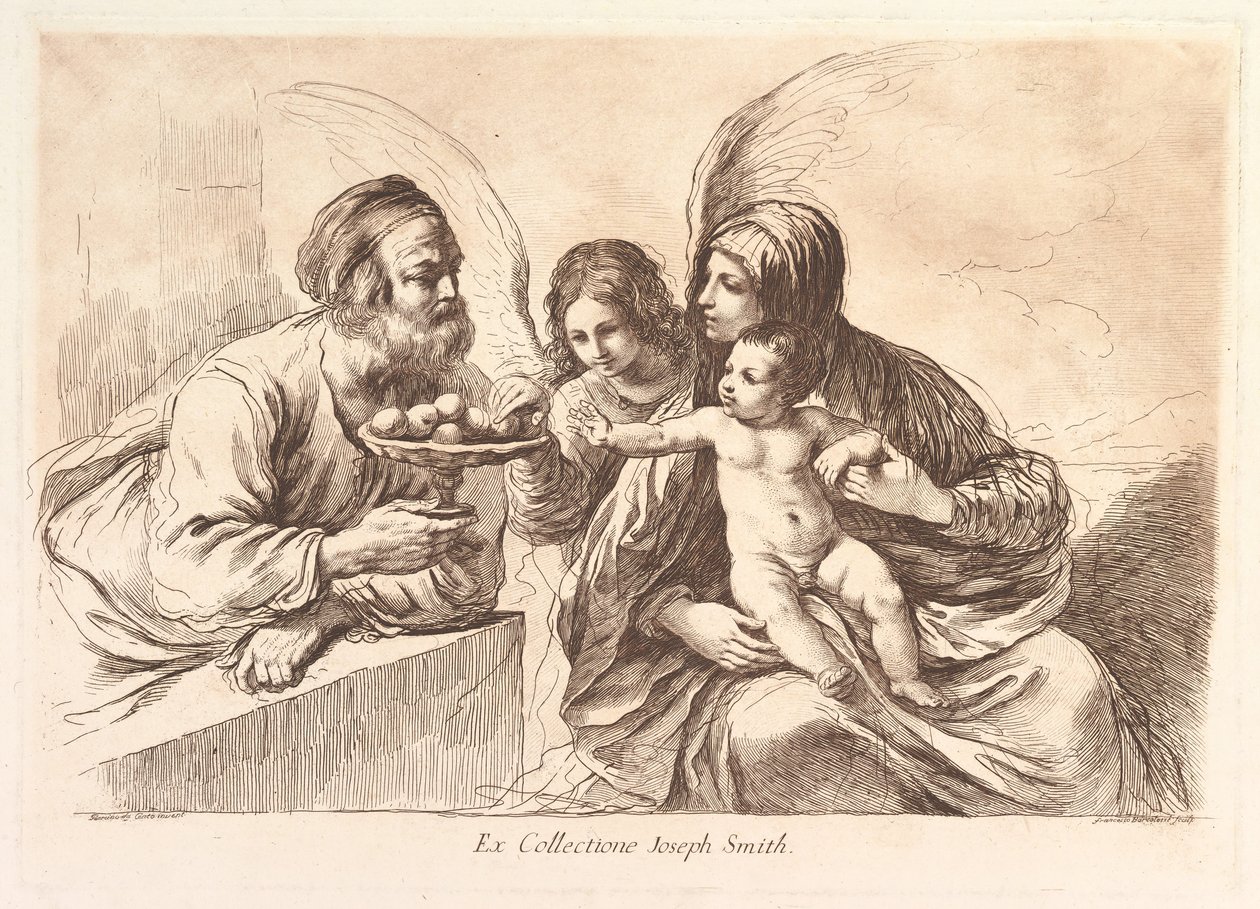 Helig familj med en ängel som ger frukt åt Kristusbarnet: Raccolta di alcuni disegni..., 1764. av Francesco Bartolozzi