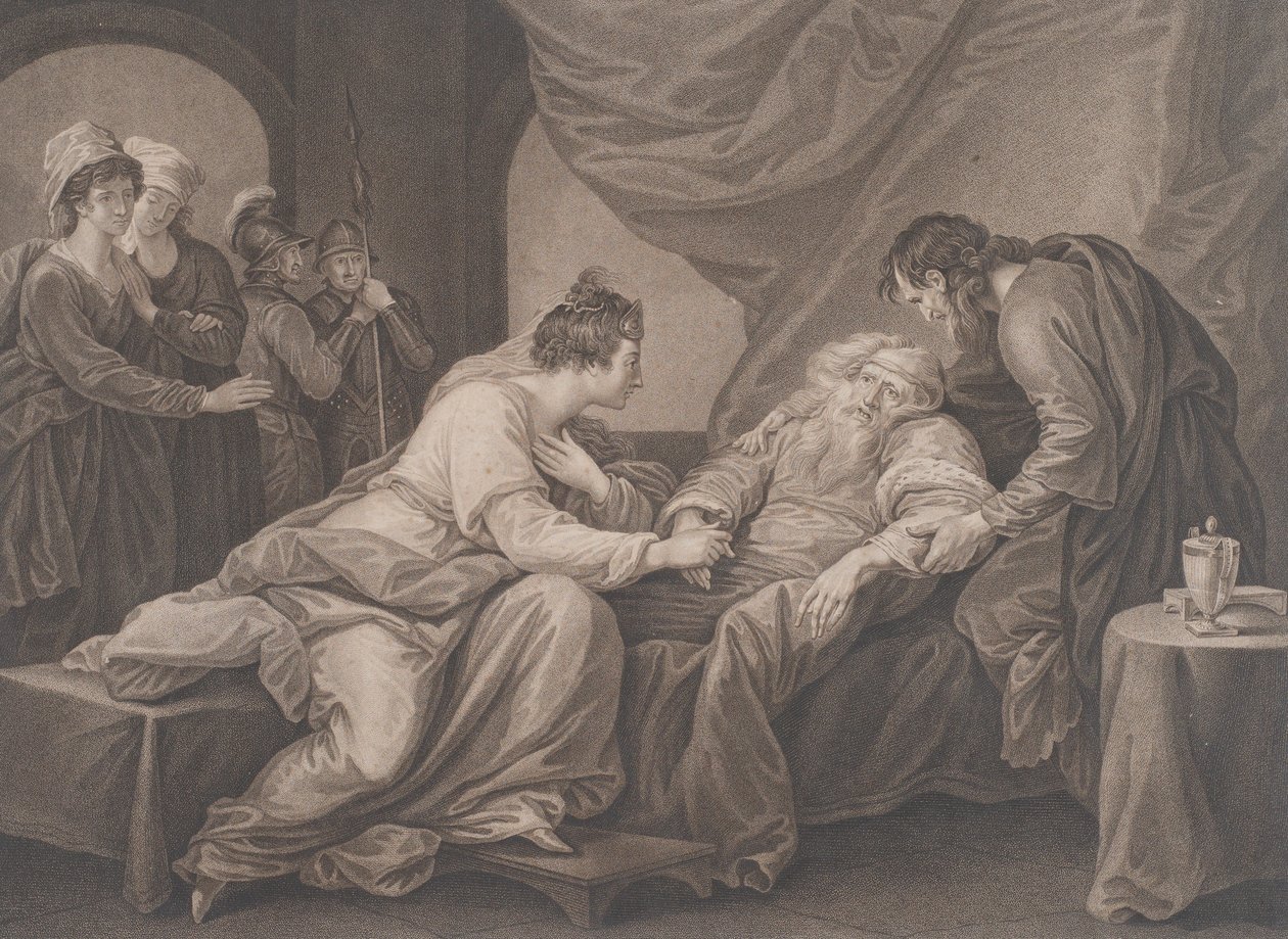 King Lear och Cordelia Shakespeare, King Lear, akt 4, scen 7, ca. 1783. av Francesco Bartolozzi