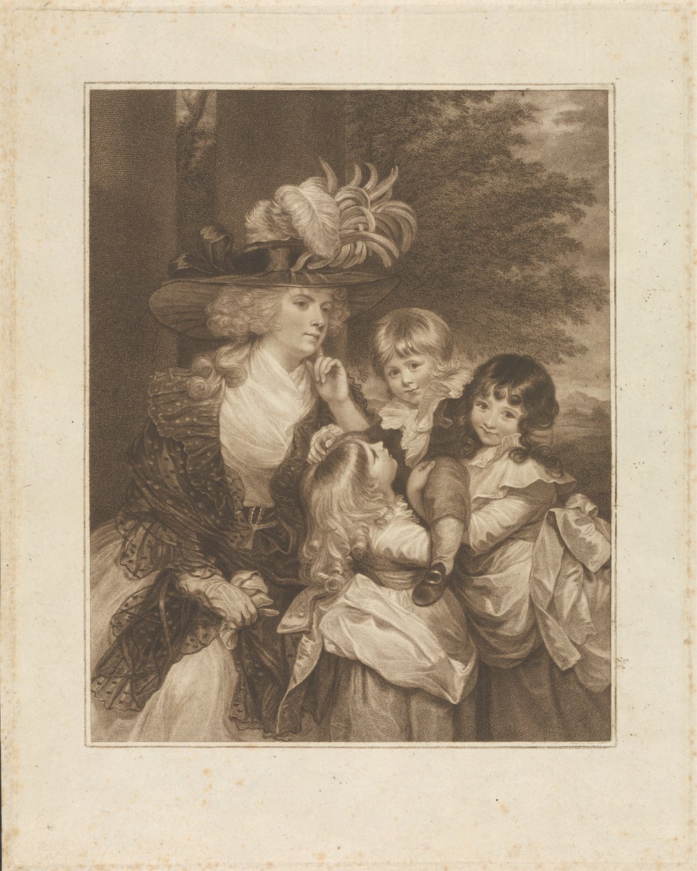 Lady Smith och hennes barn: George Henry, Louisa och Charlotte av Francesco Bartolozzi