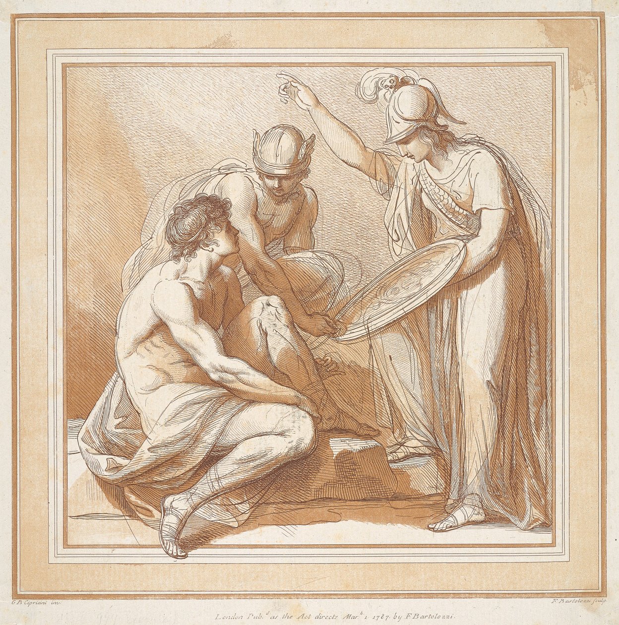 Merkurius, Minerva och Paris av Francesco Bartolozzi