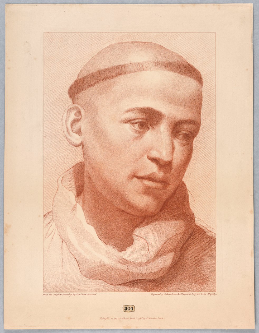 Munkhuvud av Francesco Bartolozzi