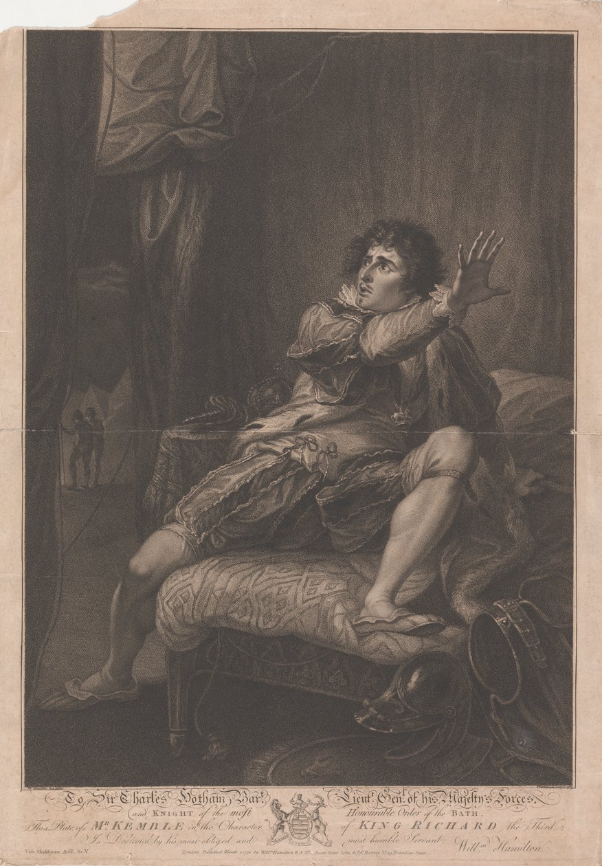Herr Kemble i Kung Richard den tredjes karaktär - "Richard III," Akt V, Scen V av Francesco Bartolozzi