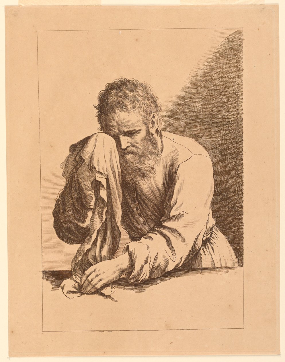 Old Man Weping, efter en teckning av Guercino av Francesco Bartolozzi
