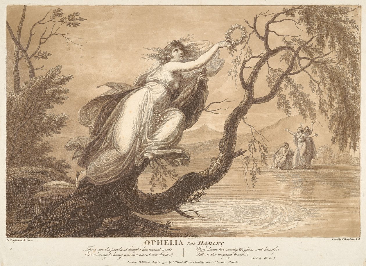 Ofelia, se Hamlet, akt 4, scen VII av Francesco Bartolozzi