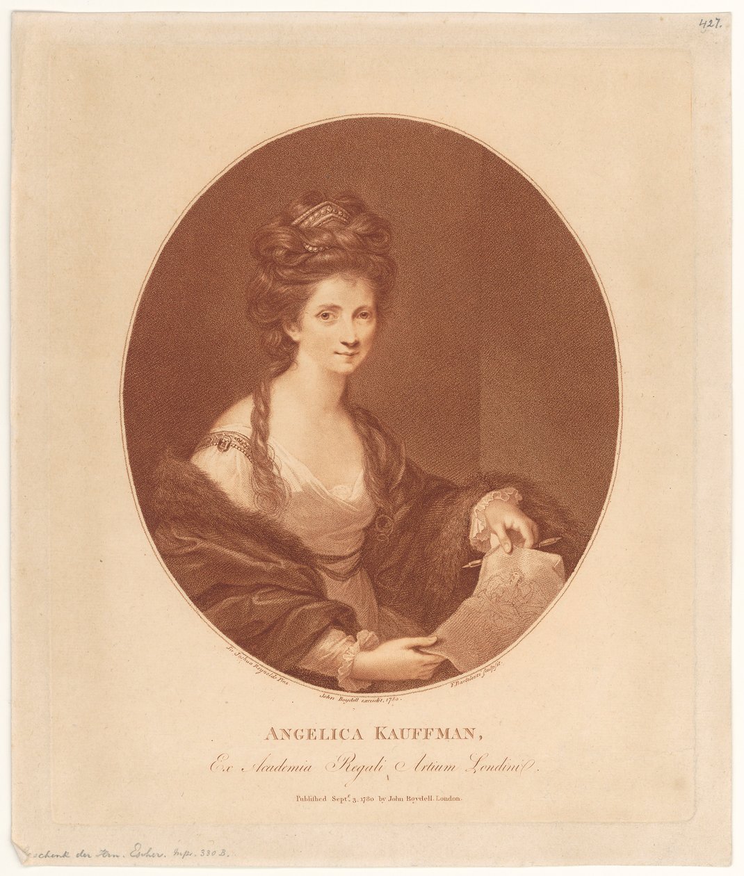 Porträtt av Angelika Kauffmann av Francesco Bartolozzi