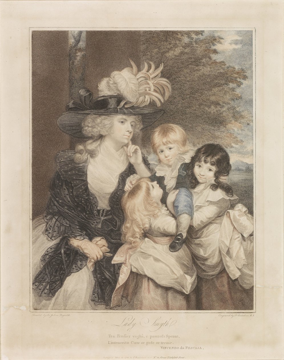Porträtt av Lady Smith och hennes tre barn av Francesco Bartolozzi