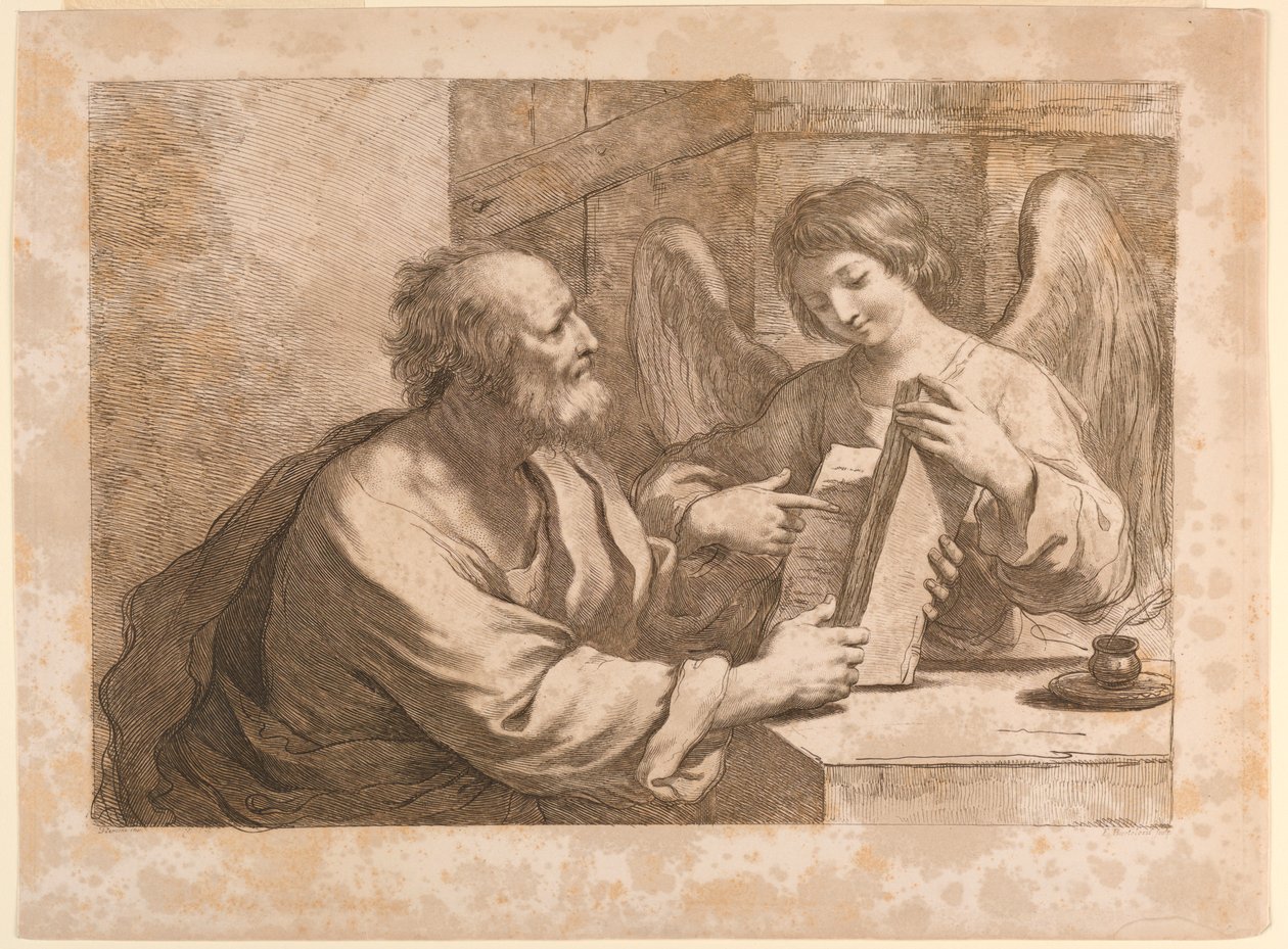 Saint Matthew med en ängel och bok av Francesco Bartolozzi