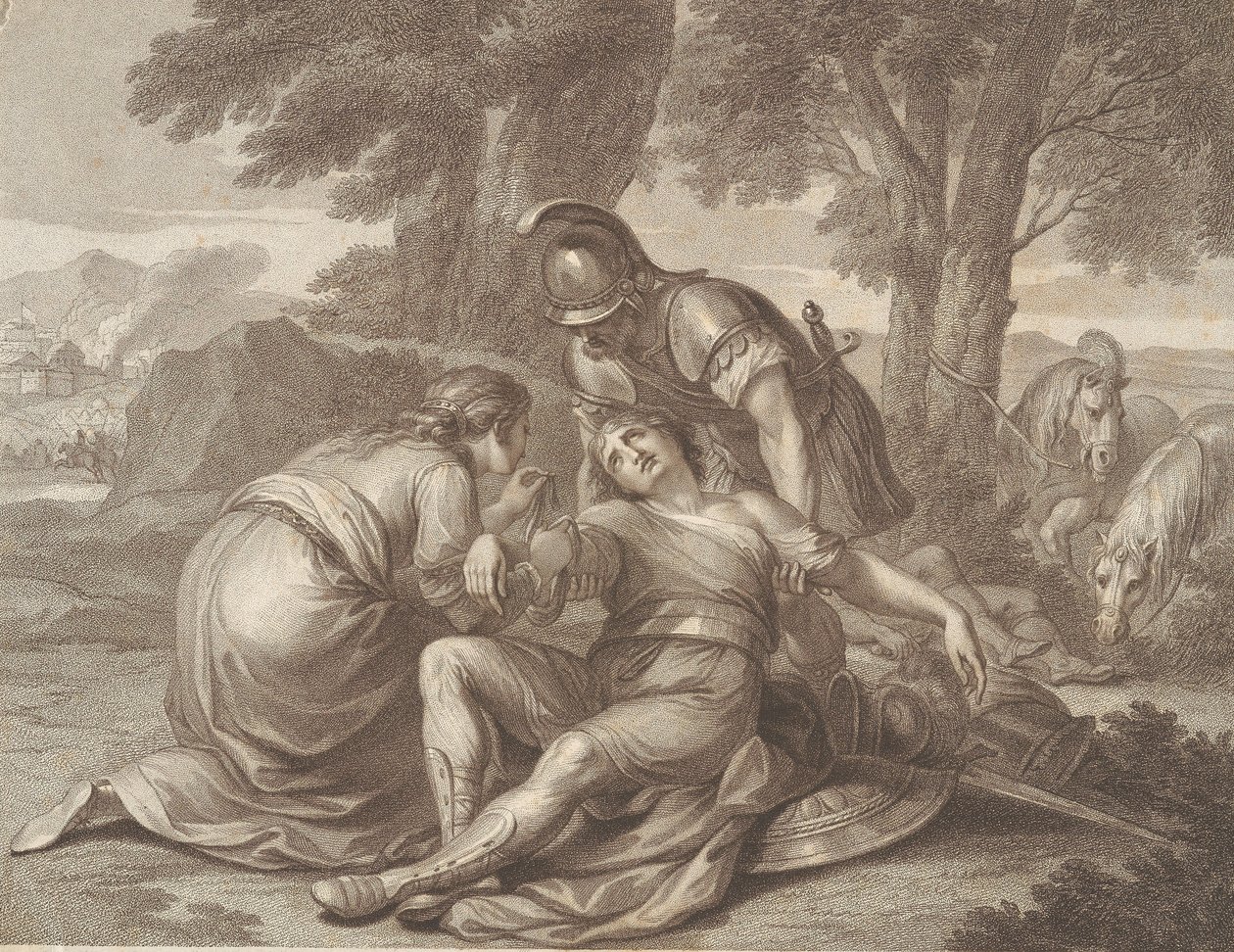 Tancred och Erminia av Francesco Bartolozzi