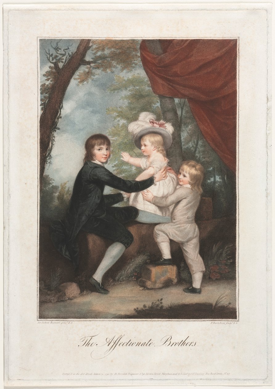 De tillgivna bröderna Lammbarnen, 1791. av Francesco Bartolozzi
