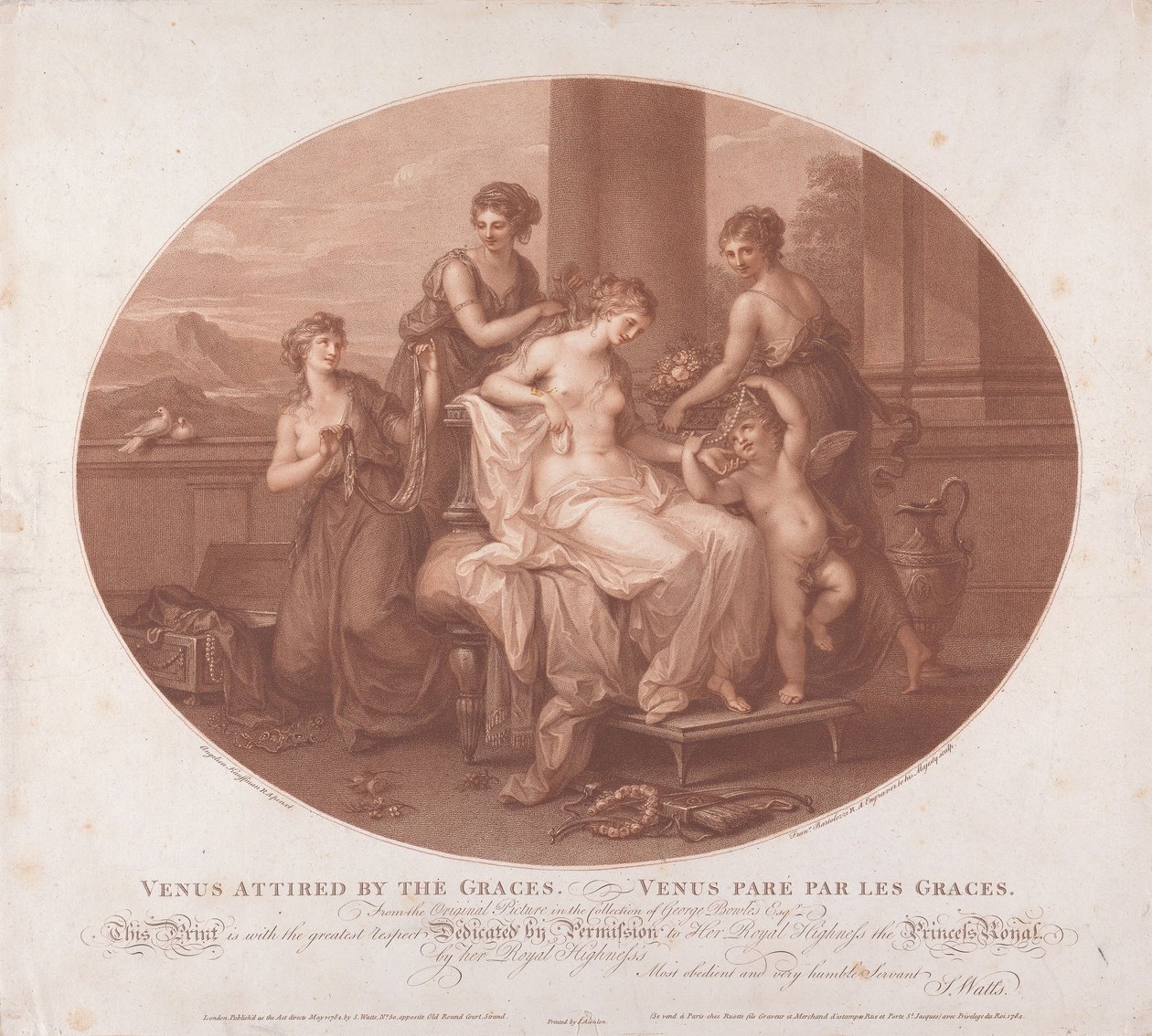 Venus klädd av Gracierna av Francesco Bartolozzi