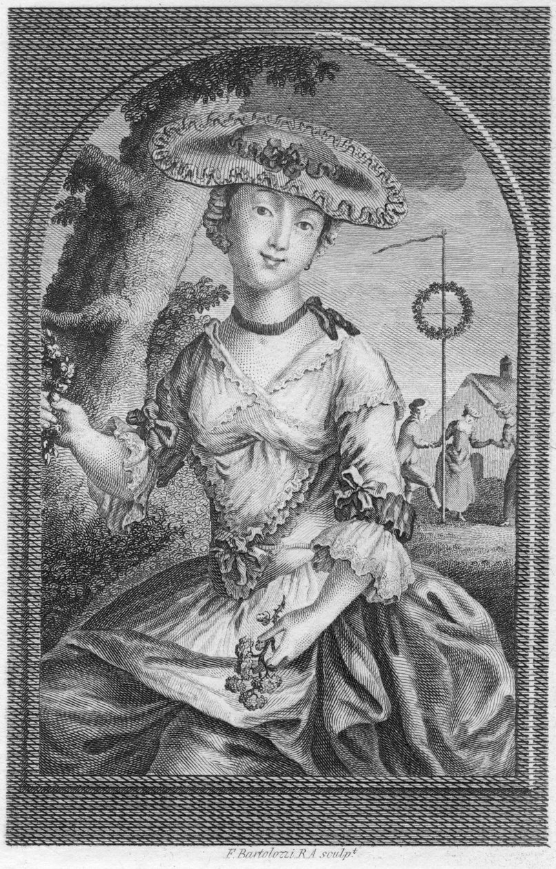 Ung kvinna, c1740-1810. av Francesco Bartolozzi