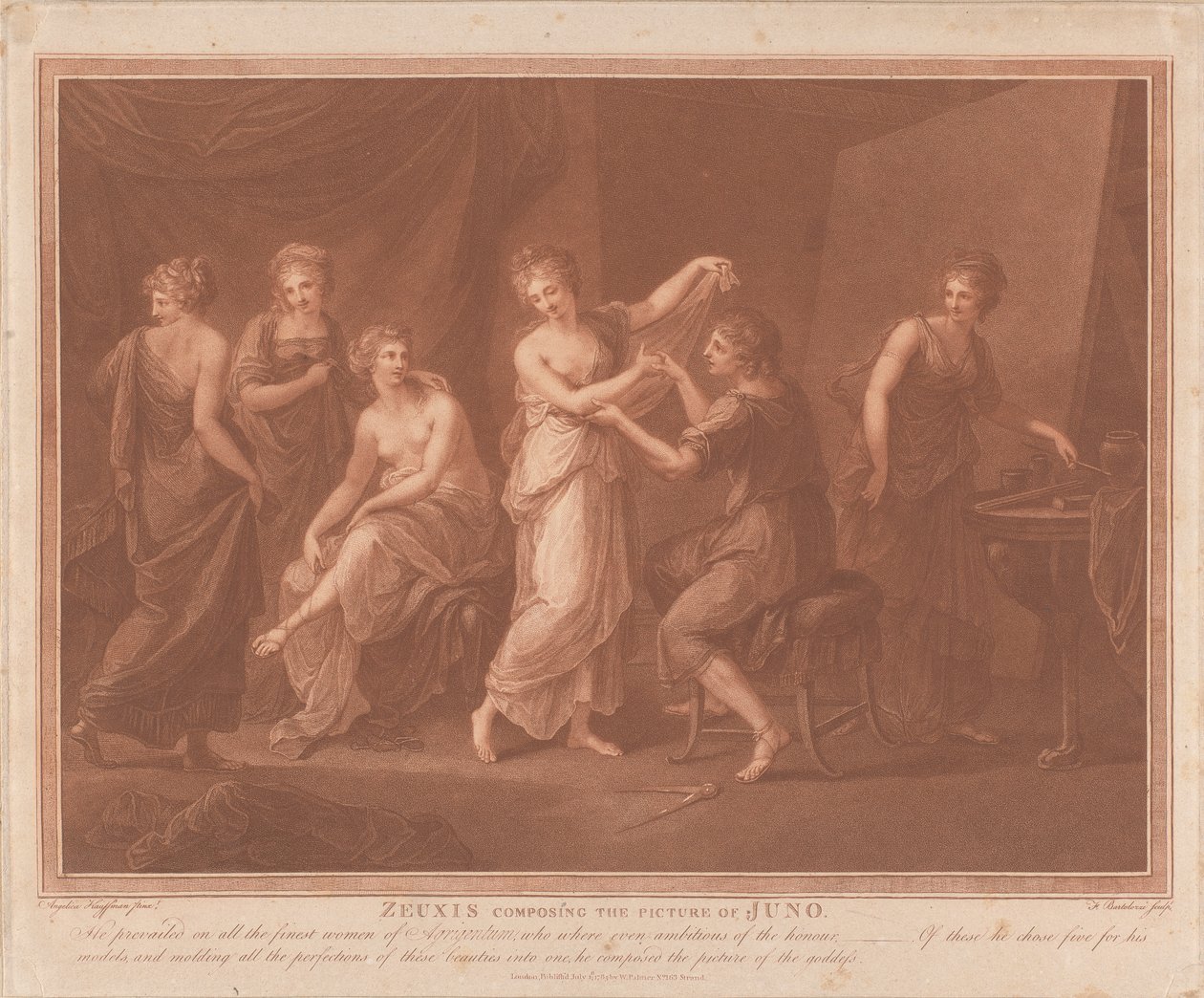 Zeuxis komponerar bilden av Juno av Francesco Bartolozzi