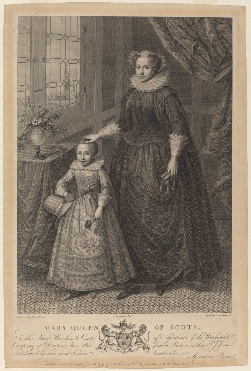 Mary, drottning av skotten av Francesco Bartolozzi after Federico Zuccaro