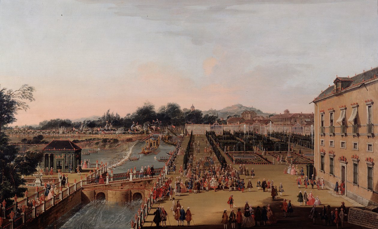 Ferdinand VI och Barbara av Braganza i Aranjuez trädgårdar, 1756 av Francesco Battaglioli