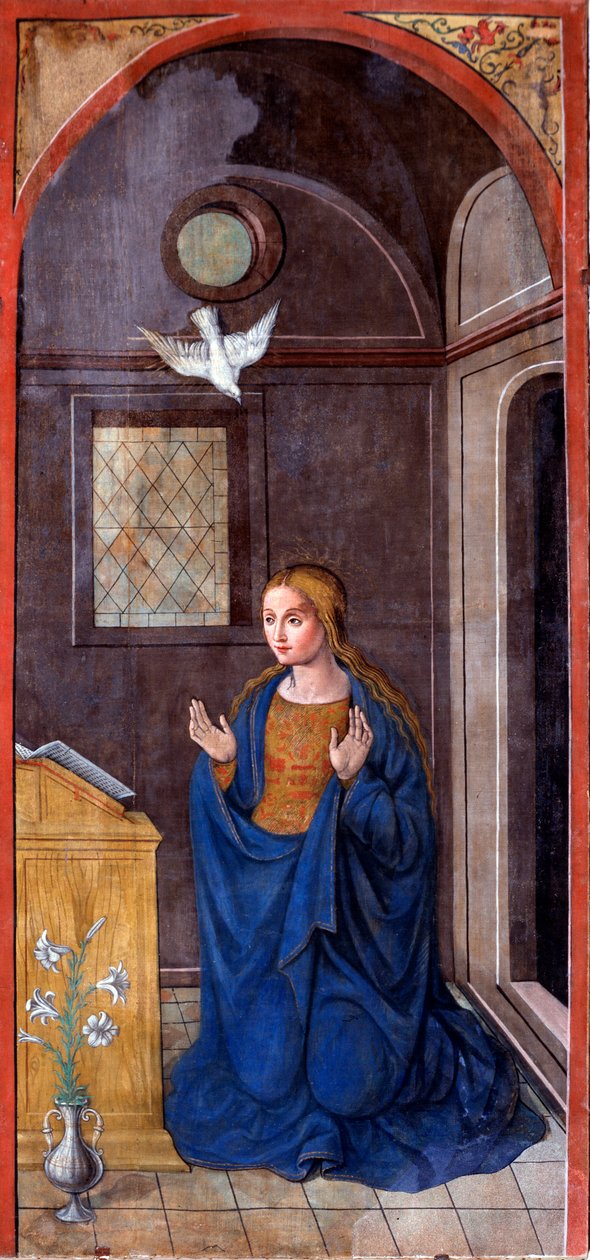 Bebådelse: Maria (målning, cirka 1549) av Francesco Brea