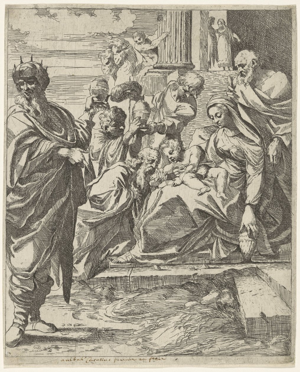 Tillbedjan av kungarna av Francesco Brizio (attributed to)