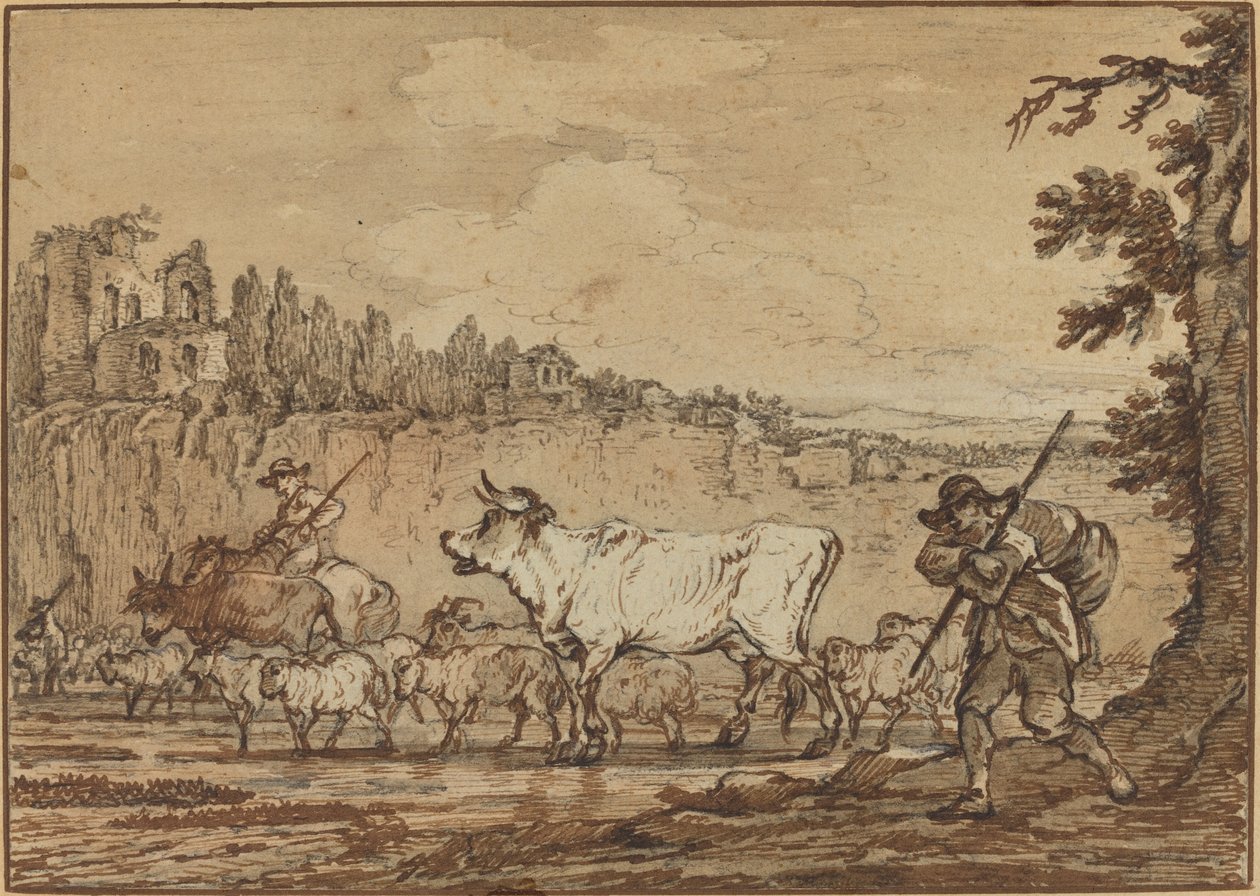 Herdsman korsar en flod av Francesco Casanova