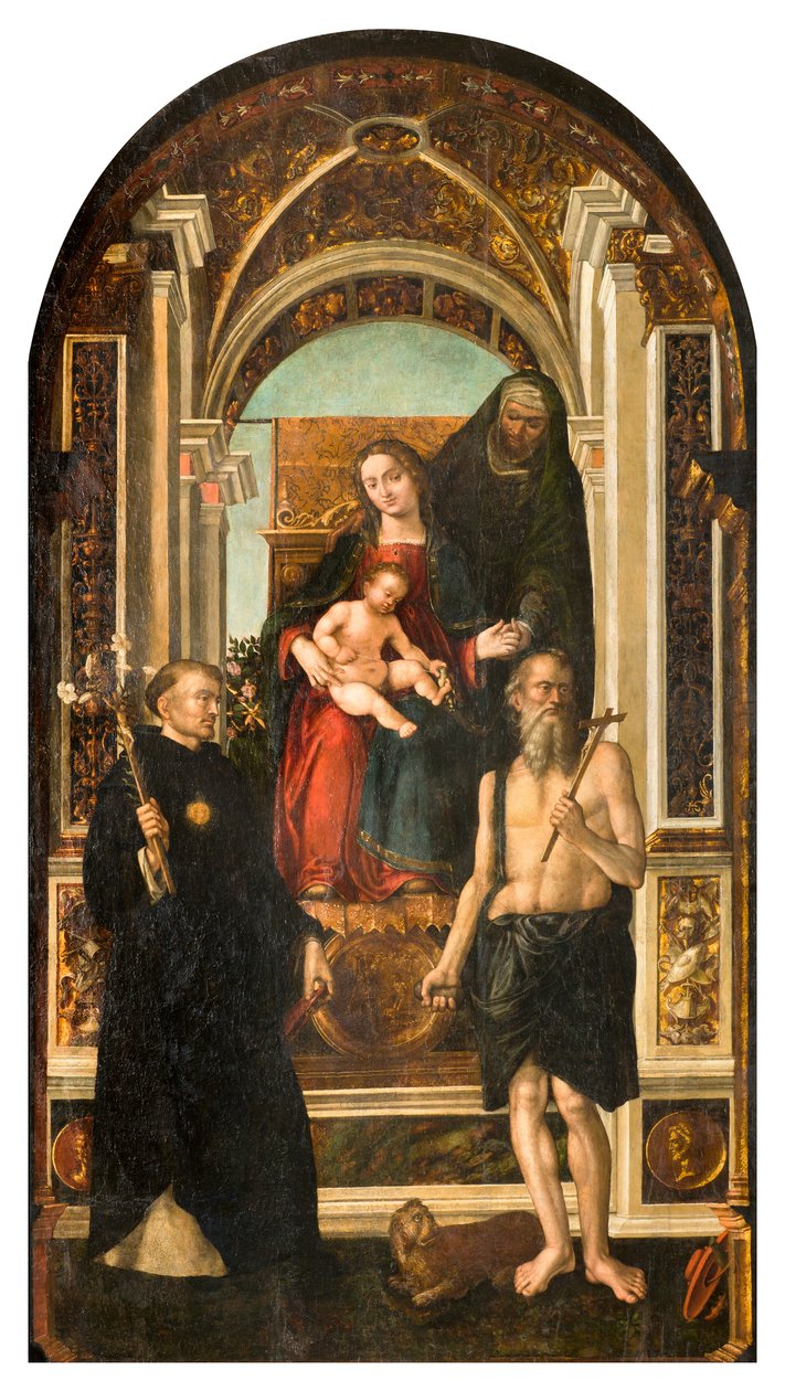 Norra tvärskeppet, Saint Nicholas altare, Madonna Enthroned och Child Saint Anne Saints Nicholas of Tolentino och Hieronymus, Francesco Casella 1510 av Francesco Casella