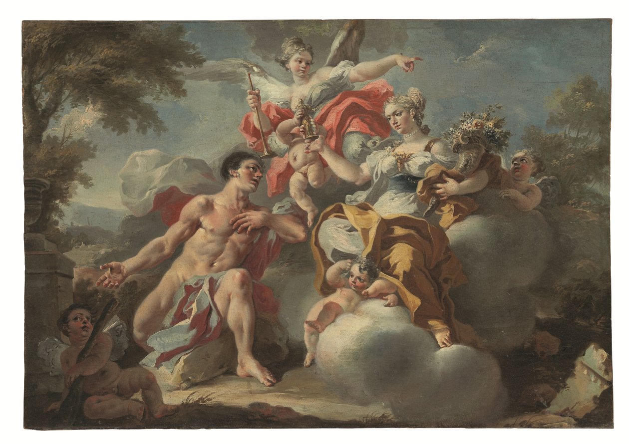 En av ett par allegorier (olja på pannå) av Francesco Celebrano