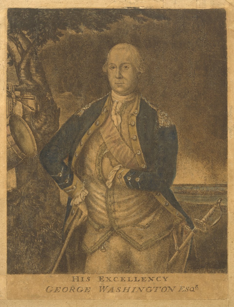 Hans excellens, George Washington Esqr., ca. 1776 (mezzotint) av Francesco Fergola