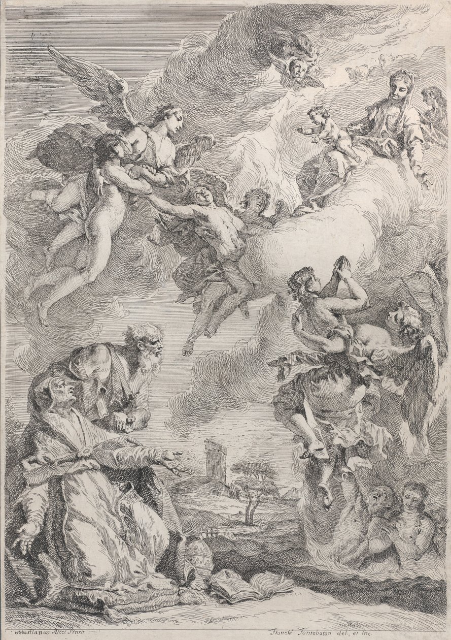 Påven Saint Gregory I befriar själarna från skärselden med sina böner, 1731. av Francesco Fontebasso
